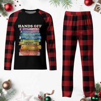 Hands Off Plaid Pajama Set Social Security And Medicare Protest Colorful Books - Wonder Print Shop