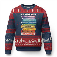 Hands Off Ugly Christmas Sweater Social Security And Medicare Protest Colorful Books - Wonder Print Shop