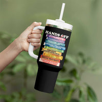 Hands Off Tumbler With Handle Social Security And Medicare Protest Colorful Books