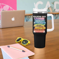 Hands Off Tumbler With Handle Social Security And Medicare Protest Colorful Books