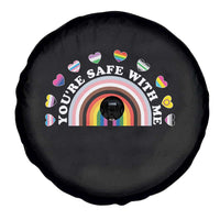 You're Safe With Me Spare Tire Cover LGBTQ Pride Ally Rainbow Heart