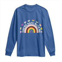 You're Safe With Me Long Sleeve Shirt LGBTQ Pride Ally Rainbow Heart
