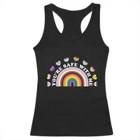 You're Safe With Me Racerback Tank Top LGBTQ Pride Ally Rainbow Heart