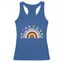 You're Safe With Me Racerback Tank Top LGBTQ Pride Ally Rainbow Heart