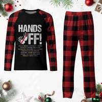 Hands Off Plaid Pajama Set Social Security And Medicare Protest Vintage Hand Print - Wonder Print Shop