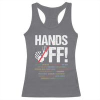 Hands Off Racerback Tank Top Social Security And Medicare Protest Vintage Hand Print