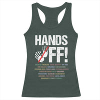 Hands Off Racerback Tank Top Social Security And Medicare Protest Vintage Hand Print
