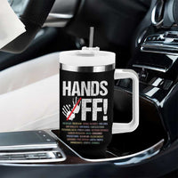 Hands Off Tumbler With Handle Social Security And Medicare Protest Vintage Hand Print