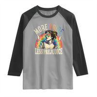 More Pride Less Prejudice Raglan Shirt Pride Month LGBTQ Rainbow