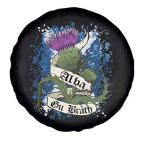 Alba Gu Brath Spare Tire Cover Vintage Thistle Flower Scottish Scotland Flag Saltire