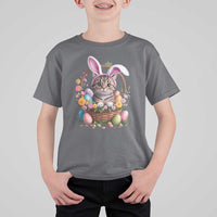 Funny Easter Day Cat Bunny Ears Egg Basket T Shirt For Kid