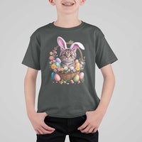 Funny Easter Day Cat Bunny Ears Egg Basket T Shirt For Kid