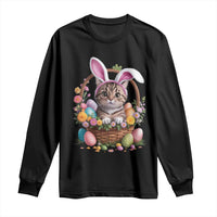 Funny Easter Day Cat Bunny Ears Egg Basket Long Sleeve Shirt