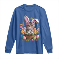 Funny Easter Day Cat Bunny Ears Egg Basket Long Sleeve Shirt