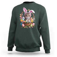 Funny Easter Day Cat Bunny Ears Egg Basket Sweatshirt