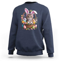 Funny Easter Day Cat Bunny Ears Egg Basket Sweatshirt