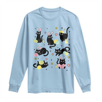 Funny Black Cat With Bunny Eggs Easter Day Long Sleeve Shirt