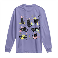 Funny Black Cat With Bunny Eggs Easter Day Long Sleeve Shirt