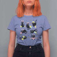 Funny Black Cat With Bunny Eggs Easter Day T Shirt For Women