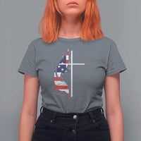 4th Of July T Shirt For Women Christian Faith USA Flag Cross - Wonder Print Shop