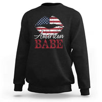 Funny 4th Of July Sweatshirt American Babe Flag Vintage Lips - Wonder Print Shop