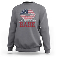 Funny 4th Of July Sweatshirt American Babe Flag Vintage Lips - Wonder Print Shop