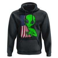 Funny 4th Of July Alien Hoodie USA American Flag UFO - Wonder Print Shop