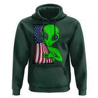Funny 4th Of July Alien Hoodie USA American Flag UFO - Wonder Print Shop