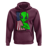 Funny 4th Of July Alien Hoodie USA American Flag UFO - Wonder Print Shop