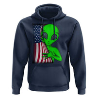 Funny 4th Of July Alien Hoodie USA American Flag UFO - Wonder Print Shop