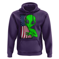 Funny 4th Of July Alien Hoodie USA American Flag UFO - Wonder Print Shop