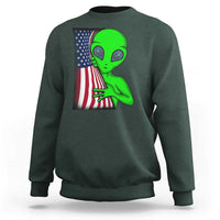 Funny 4th Of July Alien Sweatshirt USA American Flag UFO - Wonder Print Shop