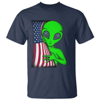 Funny 4th Of July Alien T Shirt USA American Flag UFO - Wonder Print Shop