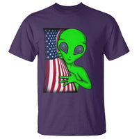 Funny 4th Of July Alien T Shirt USA American Flag UFO - Wonder Print Shop