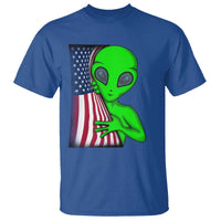Funny 4th Of July Alien T Shirt USA American Flag UFO - Wonder Print Shop