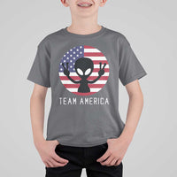 Funny 4th Of July Alien T Shirt For Kid Team America USA Flag UFO - Wonder Print Shop