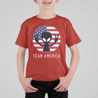 Funny 4th Of July Alien T Shirt For Kid Team America USA Flag UFO - Wonder Print Shop