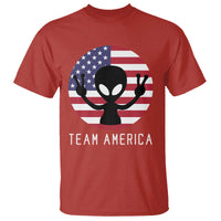 Funny 4th Of July Alien T Shirt Team America USA Flag UFO - Wonder Print Shop