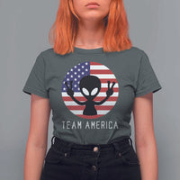 Funny 4th Of July Alien T Shirt For Women Team America USA Flag UFO - Wonder Print Shop