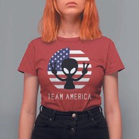Funny 4th Of July Alien T Shirt For Women Team America USA Flag UFO - Wonder Print Shop