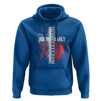 Patriotic Christian Hoodie Faith Family Freedom Vintage USA Flag Cross 4th Of July - Wonder Print Shop