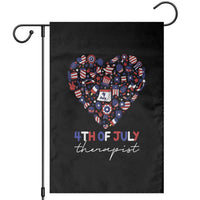 Funny Independence Day Garden Flag 4th Of July Therapist Big Heart