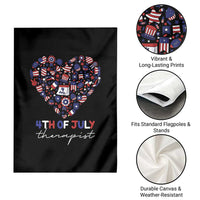 Funny Independence Day Garden Flag 4th Of July Therapist Big Heart