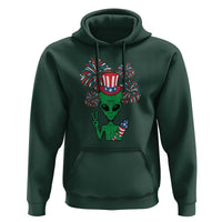 Funny Fourth Of July Alien Hoodie American USA Flag Fireworks - Wonder Print Shop