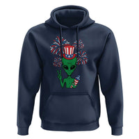 Funny Fourth Of July Alien Hoodie American USA Flag Fireworks - Wonder Print Shop