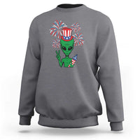 Funny Fourth Of July Alien Sweatshirt American USA Flag Fireworks - Wonder Print Shop