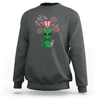 Funny Fourth Of July Alien Sweatshirt American USA Flag Fireworks - Wonder Print Shop