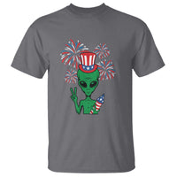 Funny Fourth Of July Alien T Shirt American USA Flag Fireworks - Wonder Print Shop