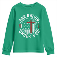 Funny One Nation Under God ESTD 1776 Youth Sweatshirt 4th Of July Patriotic Christian - Wonder Print Shop
