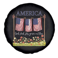Funny America God Shed His Grace On Thee Spare Tire Cover 4th Of July Christian American Flag - Wonder Print Shop